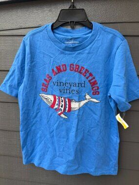 Vineyard Vines Boys Seas and Greetings 100% Cotton T-Shirt in Blue NWOT